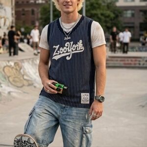 Vintage Y2k Zoo York Unbreakable Blue White Skater Jersey Size Medium